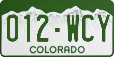 CO license plate 012WCY