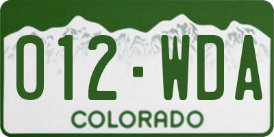 CO license plate 012WDA