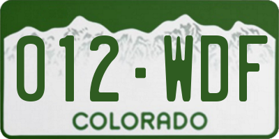 CO license plate 012WDF