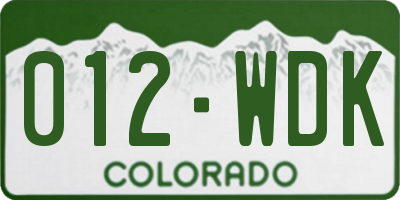 CO license plate 012WDK