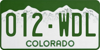 CO license plate 012WDL