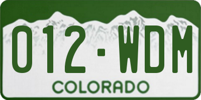 CO license plate 012WDM