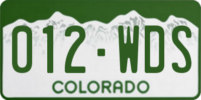 CO license plate 012WDS