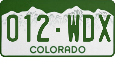 CO license plate 012WDX
