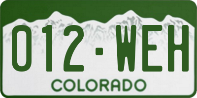 CO license plate 012WEH