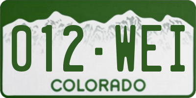 CO license plate 012WEI