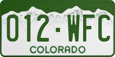 CO license plate 012WFC