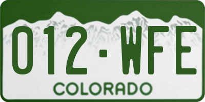 CO license plate 012WFE