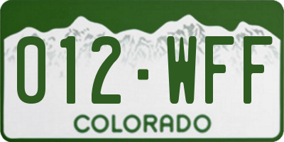 CO license plate 012WFF