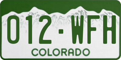 CO license plate 012WFH