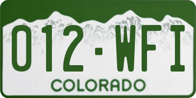 CO license plate 012WFI
