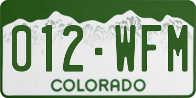 CO license plate 012WFM