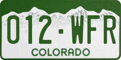 CO license plate 012WFR