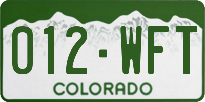 CO license plate 012WFT