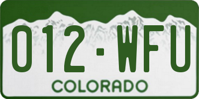 CO license plate 012WFU
