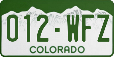 CO license plate 012WFZ
