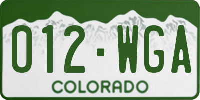 CO license plate 012WGA