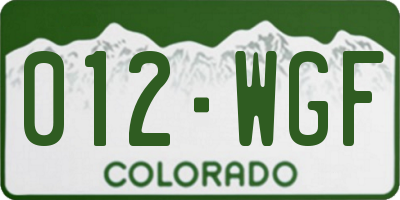 CO license plate 012WGF