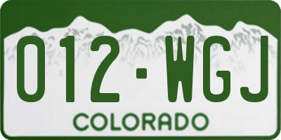 CO license plate 012WGJ