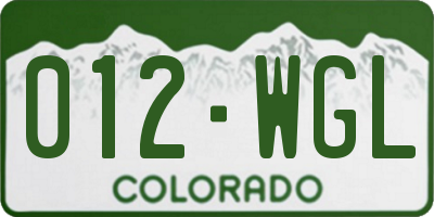 CO license plate 012WGL