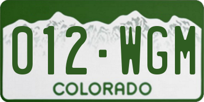 CO license plate 012WGM