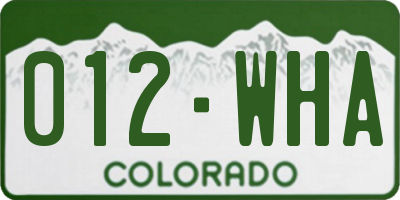 CO license plate 012WHA