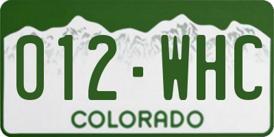 CO license plate 012WHC