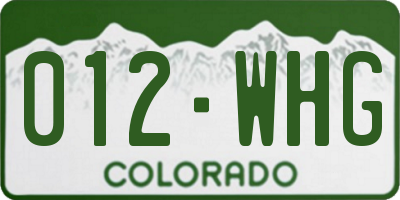 CO license plate 012WHG