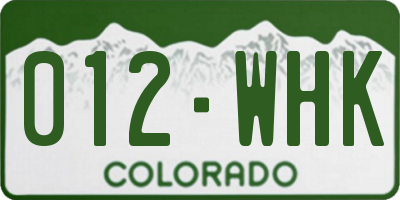 CO license plate 012WHK
