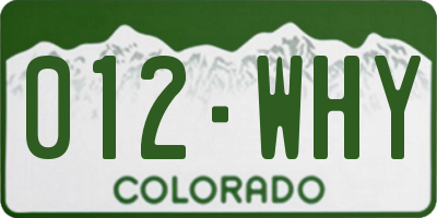 CO license plate 012WHY