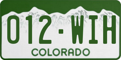 CO license plate 012WIH