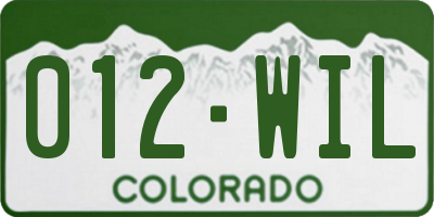CO license plate 012WIL