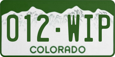 CO license plate 012WIP