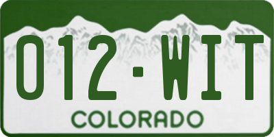 CO license plate 012WIT