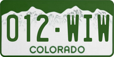 CO license plate 012WIW
