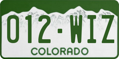 CO license plate 012WIZ