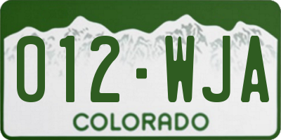CO license plate 012WJA