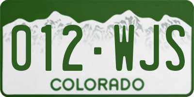 CO license plate 012WJS