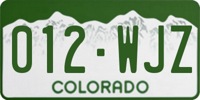 CO license plate 012WJZ