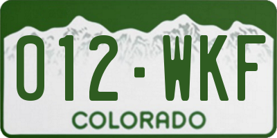 CO license plate 012WKF