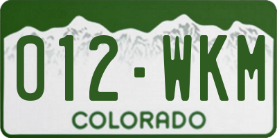 CO license plate 012WKM