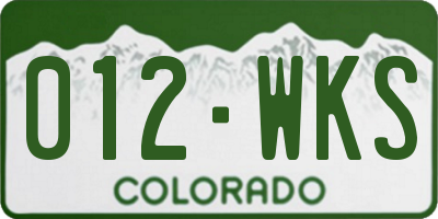 CO license plate 012WKS