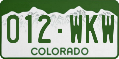 CO license plate 012WKW