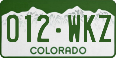 CO license plate 012WKZ