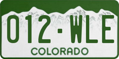 CO license plate 012WLE