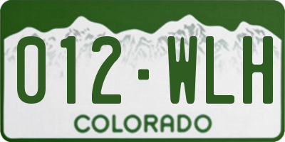 CO license plate 012WLH