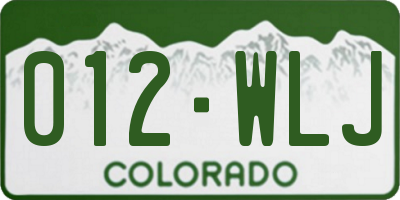 CO license plate 012WLJ
