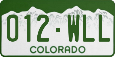 CO license plate 012WLL