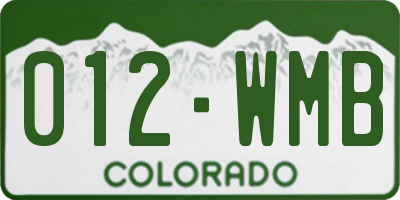 CO license plate 012WMB