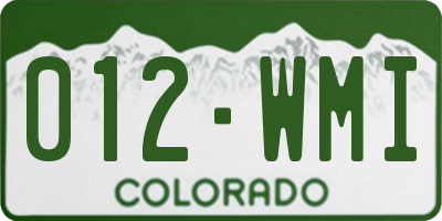 CO license plate 012WMI